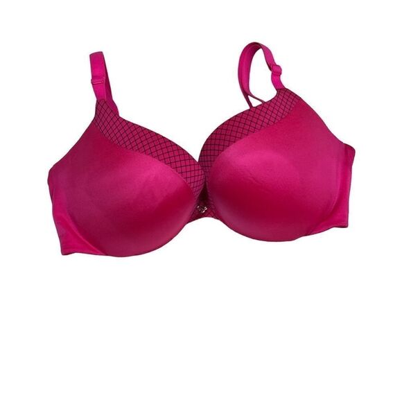 Victoria secret hot pink with black criss cross design push up bra 34D - Picture 1 of 5